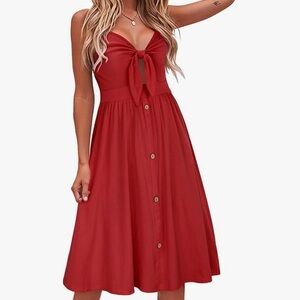 NWT VOTEPRETTY Womens V Neck Tie Front Spaghetti Strap Dress with Pockets